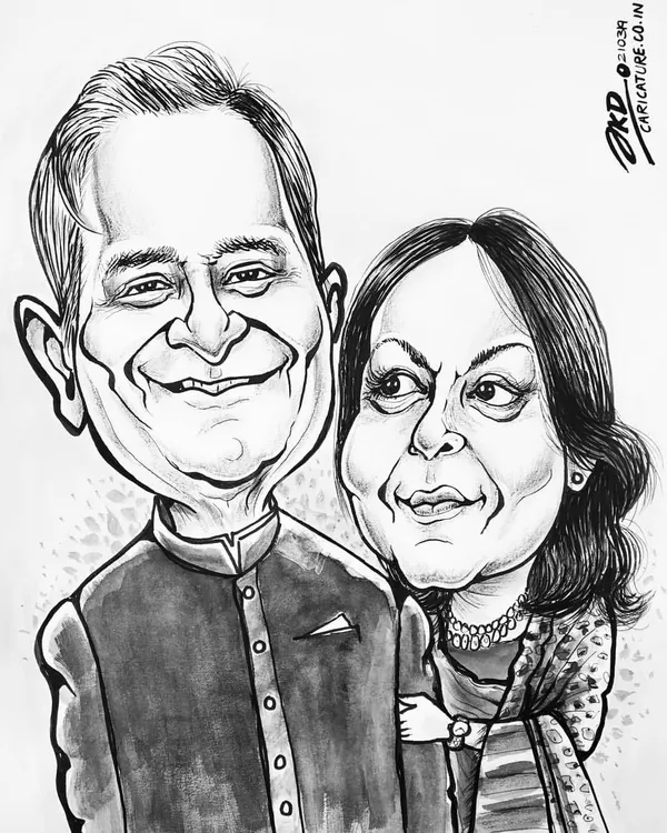 A caricature is a wonderful idea for an anniversary gift for your parents or in-laws. This piece captures the bond of a couple in a timeless, black and white style.