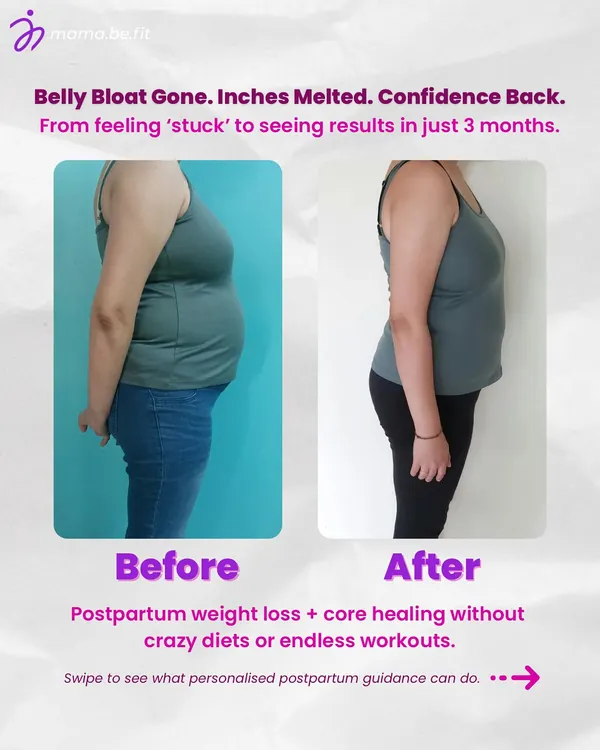 This is what's possible in just three months. This mama didn't use crazy diets or endless workouts. We focused on healing her core first, and the postpartum weight loss and visible inch loss followed naturally. This is about rebuilding your strength with compassion.
