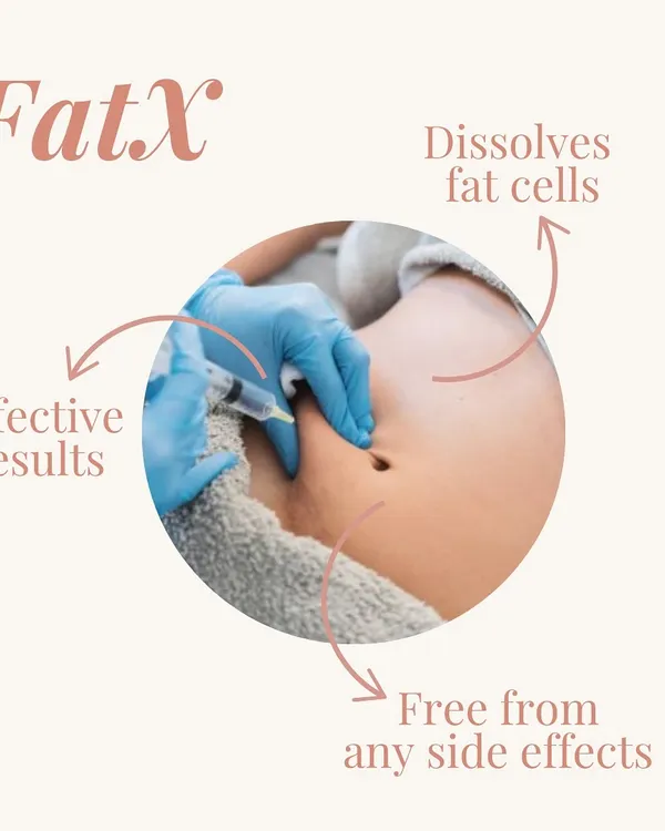 FatX is an injectable treatment designed to dissolve stubborn fat cells. Composed of deoxycholic acid, it delivers effective results with no side effects, making it a great non-surgical option for refining areas like the double chin or love handles.