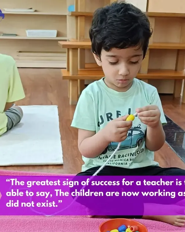This image captures a moment of pure, independent work. As Dr. Montessori said, the greatest success for a teacher is when the children are working as if she did not exist. This is the goal we strive for in our prepared environments.
