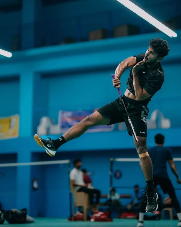 A player captured in a moment of pure athleticism, executing a flying smash. These are the high energy moments we love to see during our competitive events.