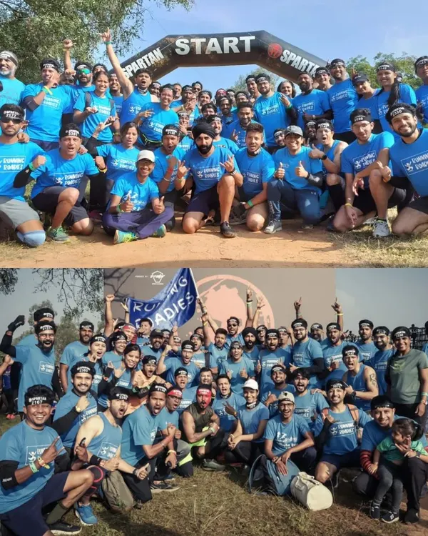Our crew, before and after the first ever Spartan Race in Bengaluru. We came over 125 strong, a sea of blue ready to take on every obstacle. The unity and support on days like this is just incredible.