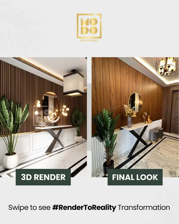 This is where vision meets execution. We use detailed 3D renders to map out every element, ensuring the final look of this Santacruz lobby is a perfect reflection of the initial dream. This process allows our clients to step into their new space with confidence long before construction begins.