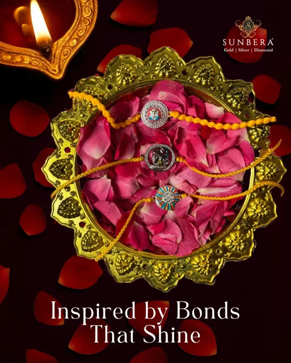 Inspired by bonds that shine, this image captures the festive spirit of Raksha Bandhan. My handcrafted silver rakhis are displayed in a traditional thali with rose petals and a diya, ready for the ceremony.