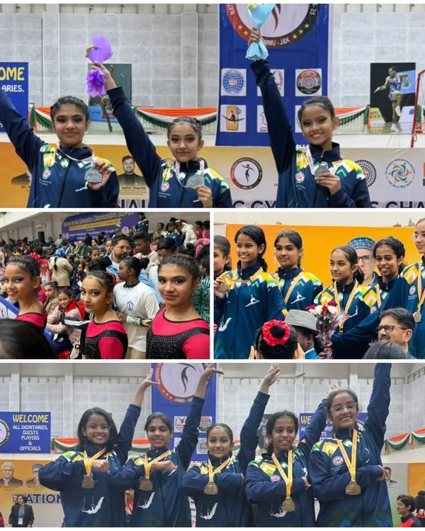 Our aerobic gymnastics team shines at the National Championship in Jammu, bringing home gold and silver medals to start the year with a victory.