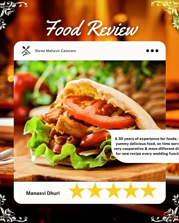 Client satisfaction is the measure of my success. This 5-star review from a happy client highlights my 30 years of experience, delicious food, and on-time service, reflecting the reliability I bring to every partnership.