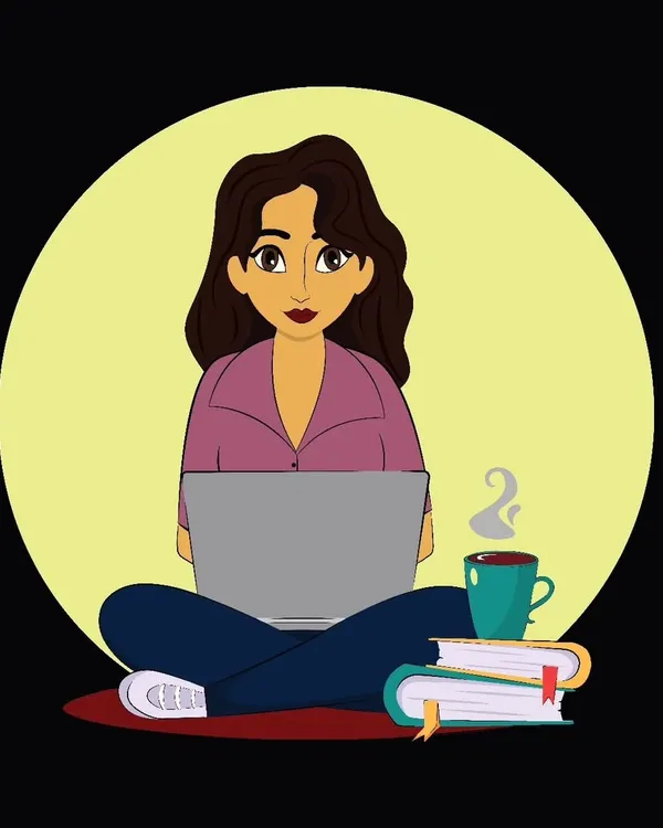 I created this custom digital portrait for a client to gift her workaholic sister. It captures her dedication, surrounded by her laptop, books, and a much needed cup of coffee. This is what I love to do: tell a story about who you are through art.