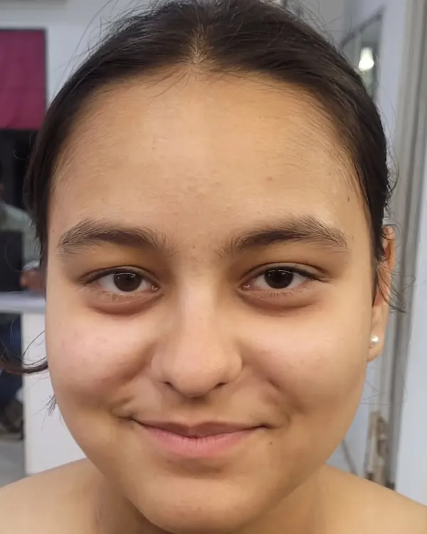 Before: A fresh, natural face ready for a glam semi cut crease look.