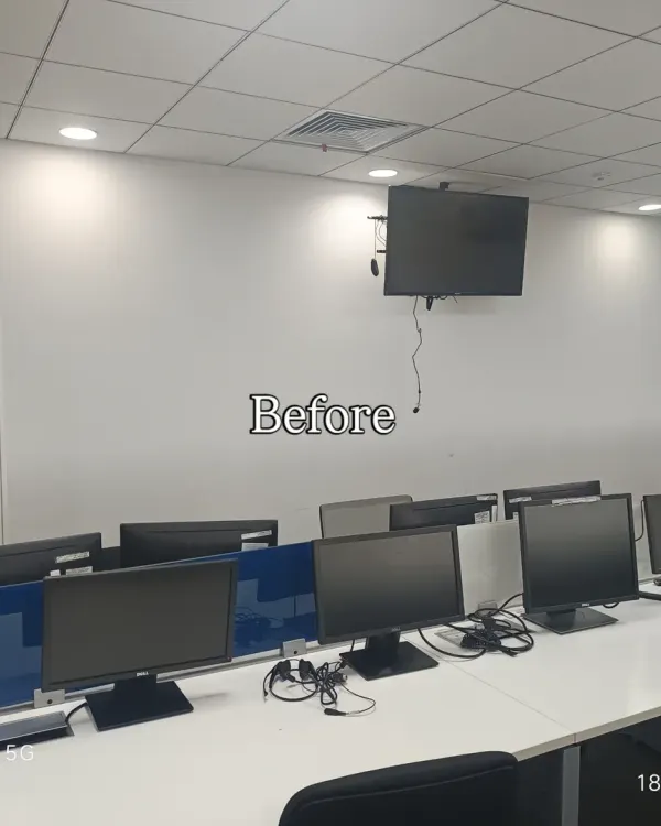 Before: A plain white wall in the Medtronic office space.
