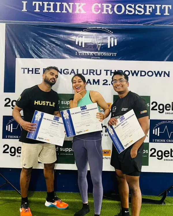 Celebrating a second-place finish at The Bengaluru Throwdown. The passion our athletes have for their training shines through when they step onto the competition floor.