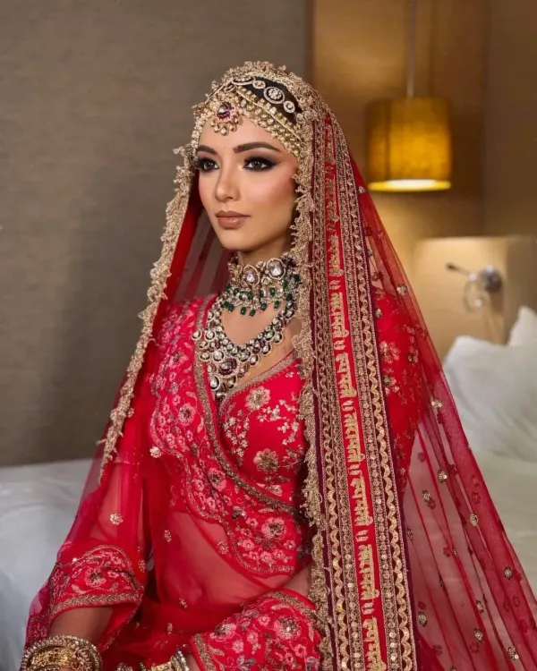 This is the ultimate royal bridal look. The magnificent handcrafted choker, intricate matha patti, and matching earrings are designed to make you the star of your big day. This is the kind of heirloom-quality art jewellery you can own forever.