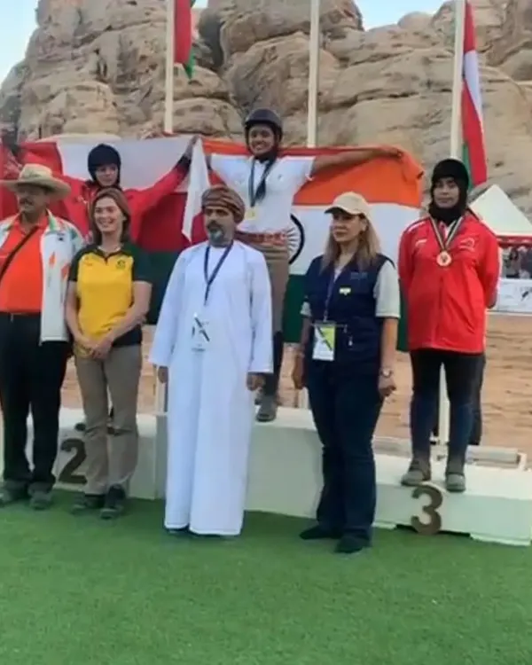 A moment of immense pride for our academy and for India. Our rider Khushi Singh stands tall with the gold medal at the International Women's Tent Pegging Championship in Jordan. We train our riders to compete and win on the world stage.