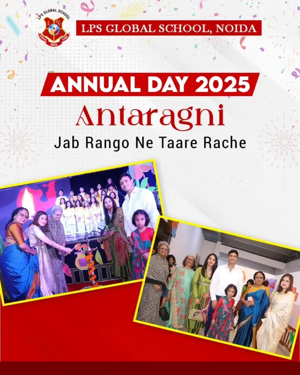 Our Annual Day, 'Antaragni', is a grand celebration of talent and tradition. This event poster captures the essence of the spectacular dance drama 'Jab Rangon Ne Taare Rache' and the ceremonial lighting of the lamp, showcasing the blend of performance and culture.