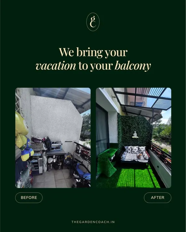This is what I mean when I say I bring the vacation to your balcony. We took this cluttered, underused space and transformed it into a serene, green sanctuary for daily relaxation.