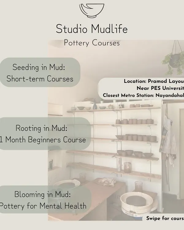 We have three core pottery experiences to choose from. Swipe to see the details for our short-term classes, month-long beginners course, and our unique pottery for mental health sessions.