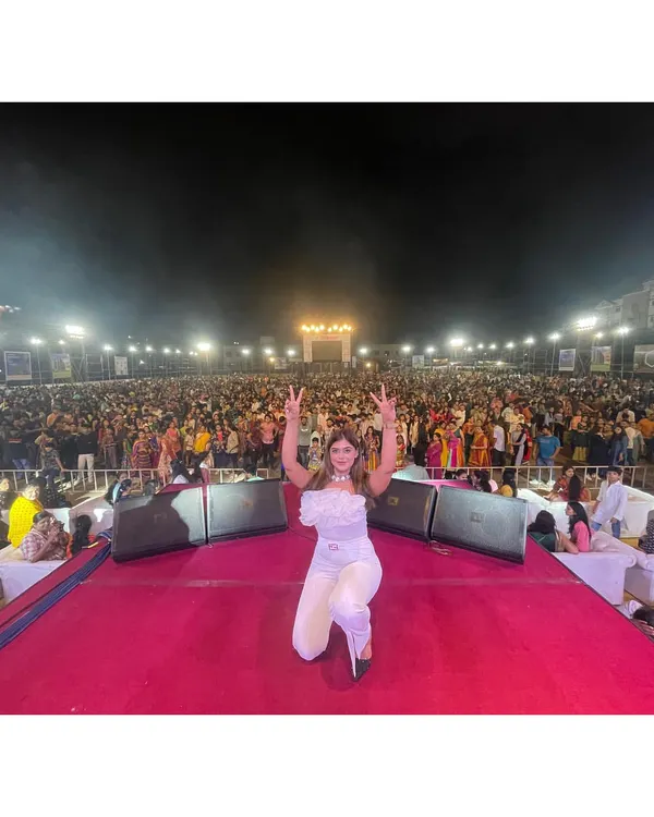 Another shot from my unforgettable gig in Rajkot. On my knees, soaking in the love from this massive audience. The scale of this event was just incredible.