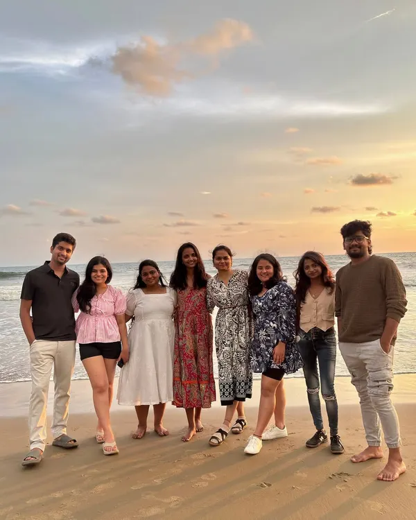 A beautiful sunset on a Gokarna beach with a group of friends. I plan my coastal trips to include these magical moments, perfect for unwinding and taking great photos.
