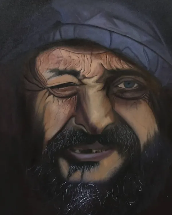 The final painting of my expressive old man portrait. I focused on capturing the story in his eyes and the character in his expression, using a dark background to make his face the absolute center of attention.
