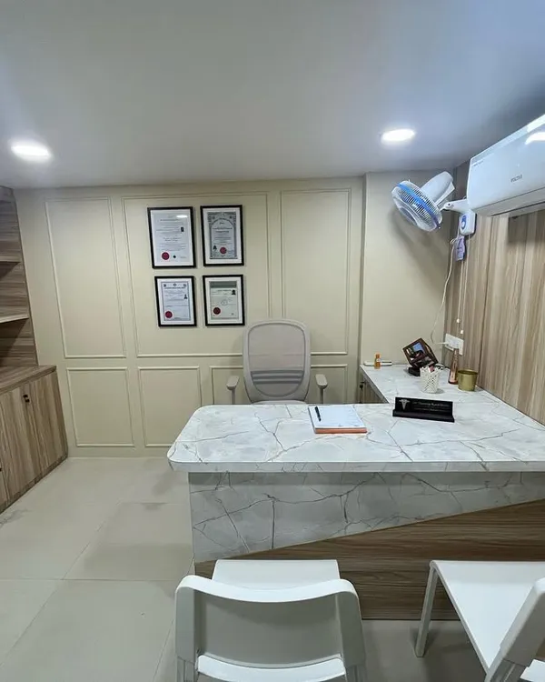 An overview of one of my previous consultation and procedure rooms. The space was designed to be functional and professional, with all necessary equipment readily accessible.
