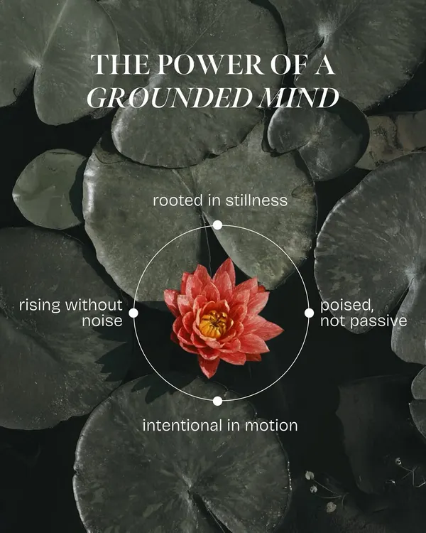 A grounded mind is the goal of our practice. It means being rooted in stillness, rising without noise, and moving with intention. This is the calm and focus I help you cultivate.