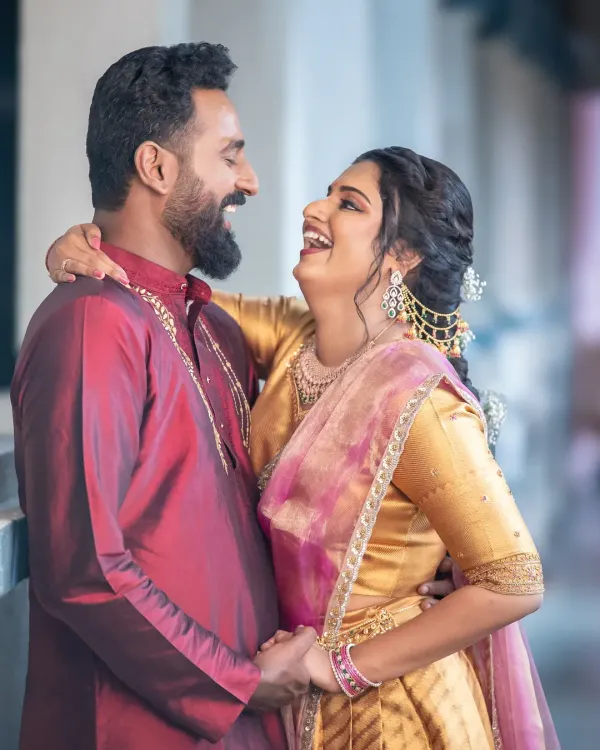 This is the kind of chemistry that makes my job easy. This couple's laughter was so infectious, and we captured this beautiful, candid moment in just a few minutes in a church corridor.