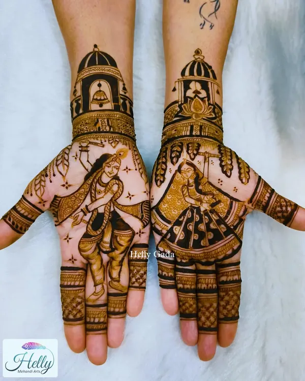A divine portrayal of Radha and Krishna enjoying a dance, with a Garba theme. This design is perfect for Navratri or for anyone who feels a deep connection to their eternal love story.