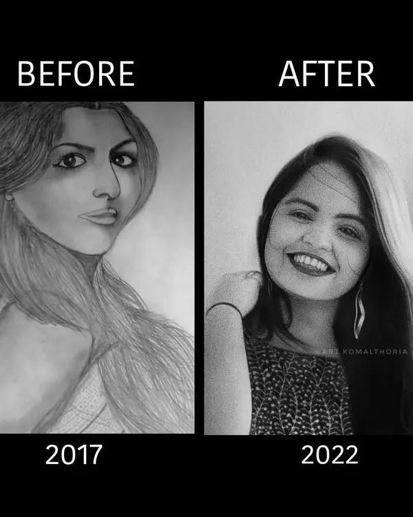 My own five-year transformation. This is proof that with dedication and proper guidance, anyone can learn to draw realistic portraits. Let me guide you on your own journey.