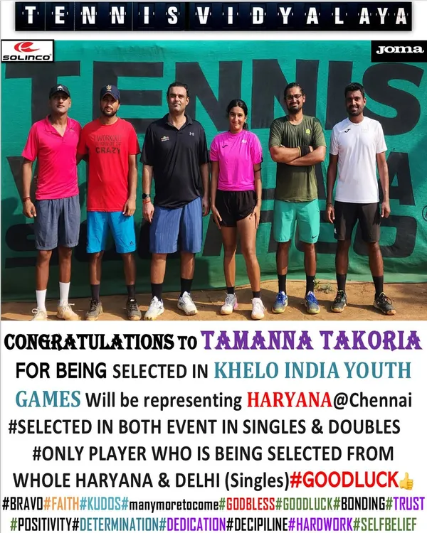 Congratulations to Tamanna Takoria for being selected for the Khelo India Youth Games, representing Haryana in both singles and doubles.