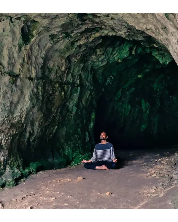 A moment of meditation in a quiet cave. The outer world fades away, and all that remains is the inner experience. This is the goal of yoga.