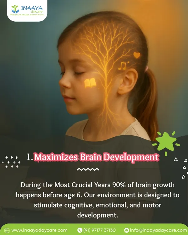 Did you know 90% of brain growth happens before age 6? Our environment is designed to maximize brain development by stimulating cognitive, emotional, and motor skills during these crucial years.