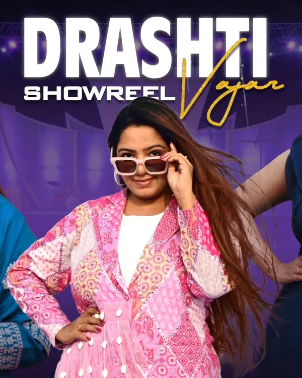 The official poster for my upcoming showreel. This image captures the vibrant and dynamic personality I bring to the stage as an anchor and entertainer.