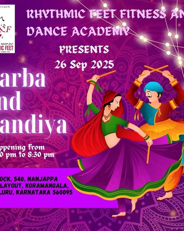 Our official poster for the Garba and Dandiya celebration. We invite everyone in the Koramangala community to join us for these festive nights.