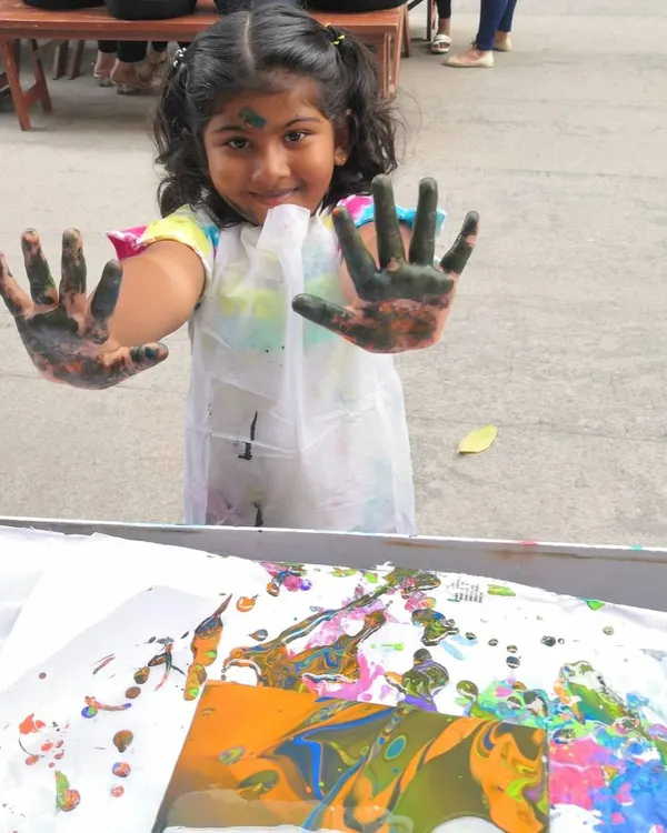 This is what pure, messy joy looks like. My workshops are a space to let go of perfection and just have fun with paint, no matter your age or experience level.