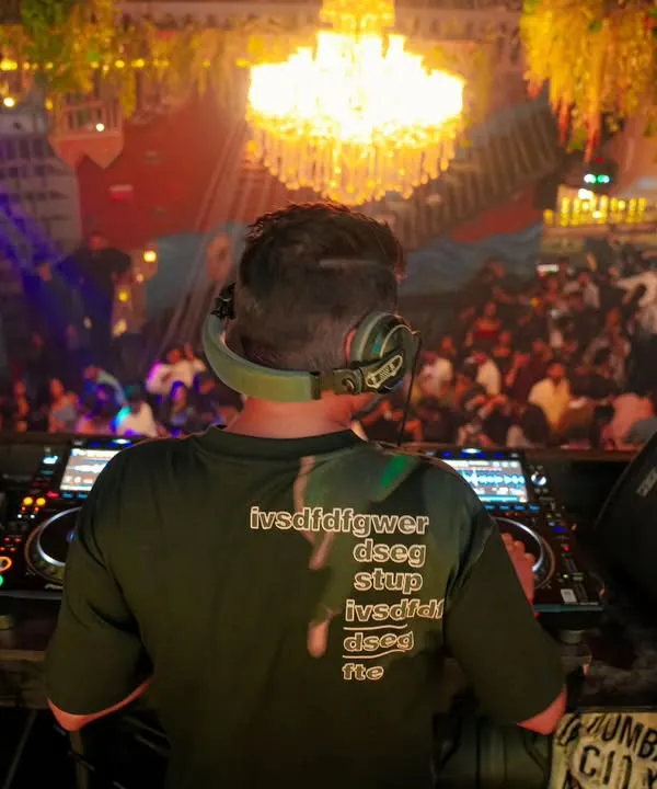 This is my office. From the DJ console at Bombay Adda, I command a packed dance floor, creating an electric atmosphere with a mix of Bollywood and commercial hits that lasts all night.