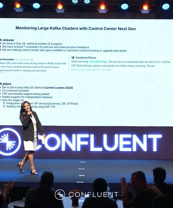 I thrive on the energy of a live audience, especially at major tech conferences like this one for Confluent. My role is to keep the program flowing seamlessly, ensuring that every speaker's message is delivered with impact and the audience remains engaged from start to finish.