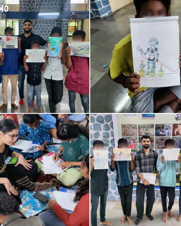 In a workshop with employees from Amazon, our children in Pune drew their visions of the future. This activity encouraged them to think creatively about technology and AI, and then present their ideas with newfound confidence.