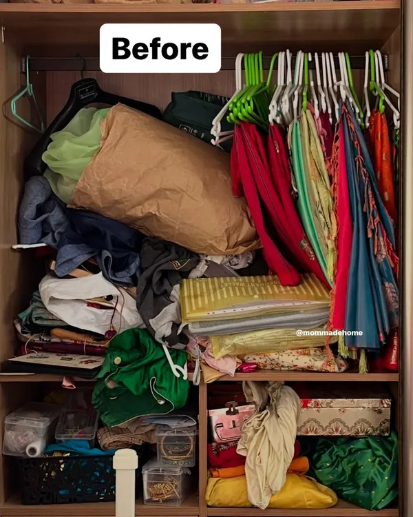 This was the starting point for a client with a deep love for sarees. Her beautiful collection was hidden and at risk of damage in the clutter.