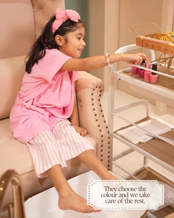 My Kids Pedicure starts with letting them choose their own color. I designed this service to be a fun and safe pampering experience, making self-care enjoyable for your little one.