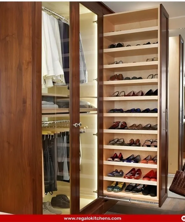 Never search for the right pair of shoes again. We designed this pull-out vertical shoe rack that keeps your entire collection organized, visible, and easily accessible.