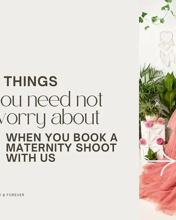 When you book a maternity shoot with us, you can leave the stress behind. This graphic explains how we take care of the key details so you can simply relax and enjoy the experience.