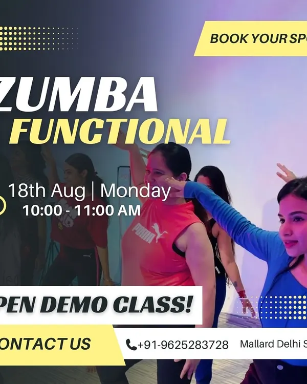 Our new batch of Zumba and Functional training is the perfect power-packed session. This poster gives you a glimpse of the HIIT, steppers workout, strength training, and stretching involved.