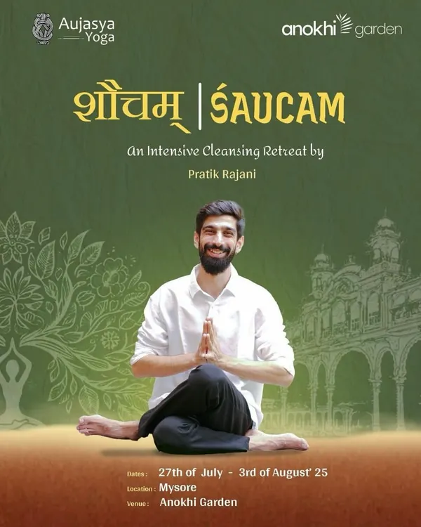 I invite you to join our Śaucam cleansing retreat with Pratik Rajani. This 7-day experience at Anokhi Garden is a journey of deep reflection guided by daily practice, rest, and stillness.