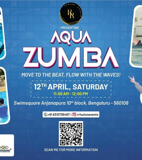 Join us for an exhilarating Aqua Zumba session where you can move to the beat and flow with the waves. This poster highlights one of our special events, combining fun dance rhythms with the natural resistance of water for a unique full-body workout.