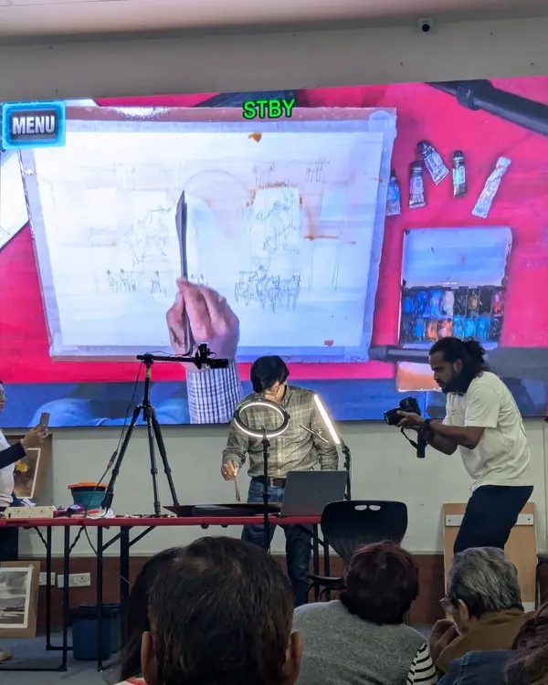 A glimpse from a packed masterclass with renowned artist Amit Kapoor, who gave a live watercolor demonstration projected on a large screen for everyone to see his technique up close.