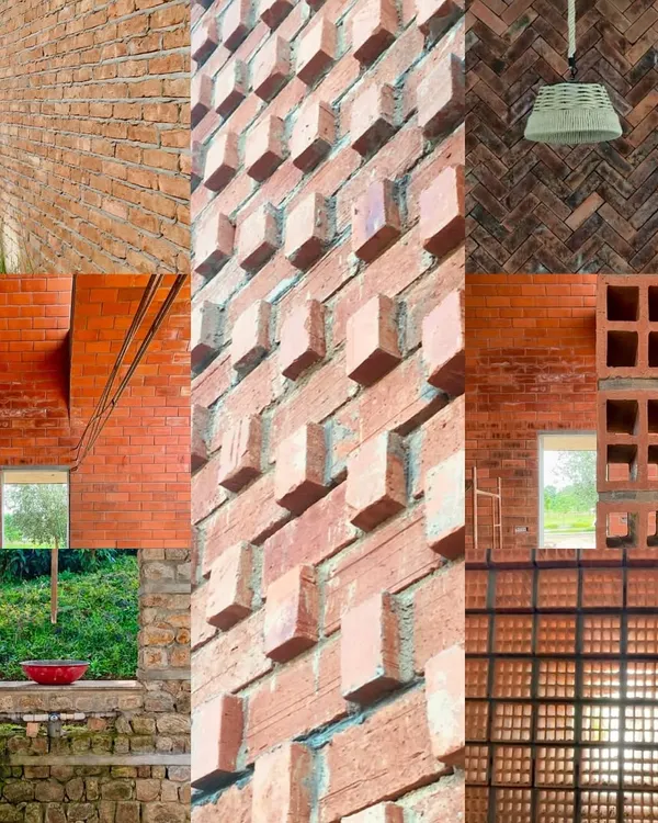 A collage showcasing the versatility and beauty of brick in my projects over the years. From simple bonds to complex jali screens and herringbone patterns, brick adds warmth, texture, and character.