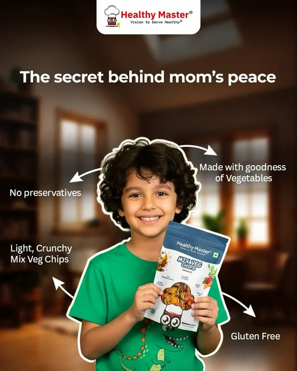 The secret to a mom's peace of mind is a snack that's loved by her child and good for them. Our Mix Veg Chips are made with the goodness of vegetables, are gluten free, and contain no preservatives.