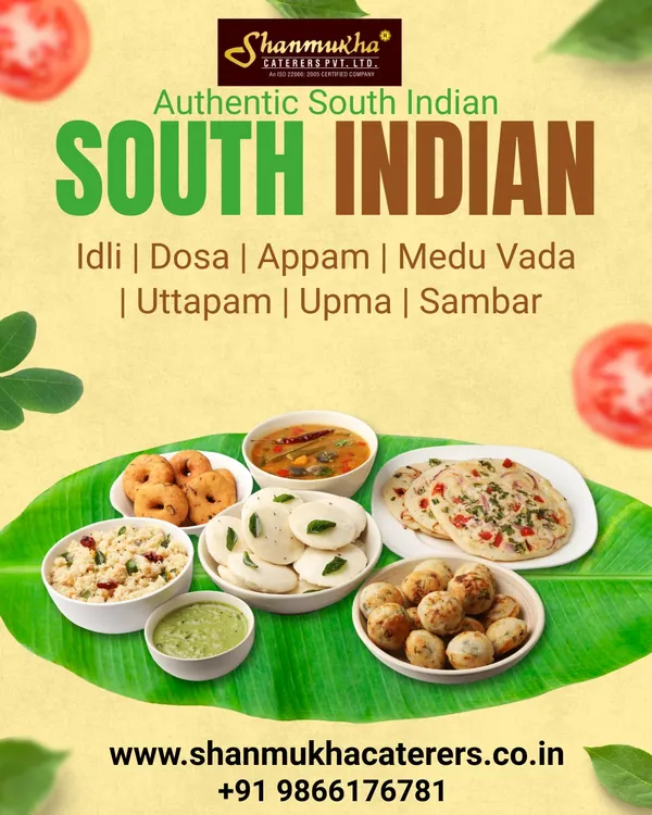 Our authentic South Indian tiffin spread, featuring soft Idli, crispy Dosa, savory Medu Vada, fluffy Appam, flavorful Uttapam, and wholesome Upma with Sambar.