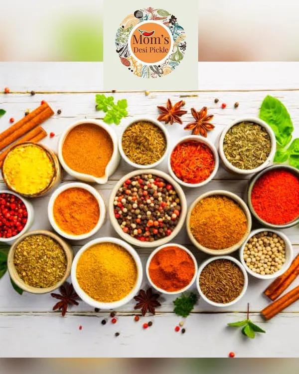 This is my mom's spice palette. A beautiful array of authentic Indian herbs and spices that she uses to create the unique flavour of our pickles.