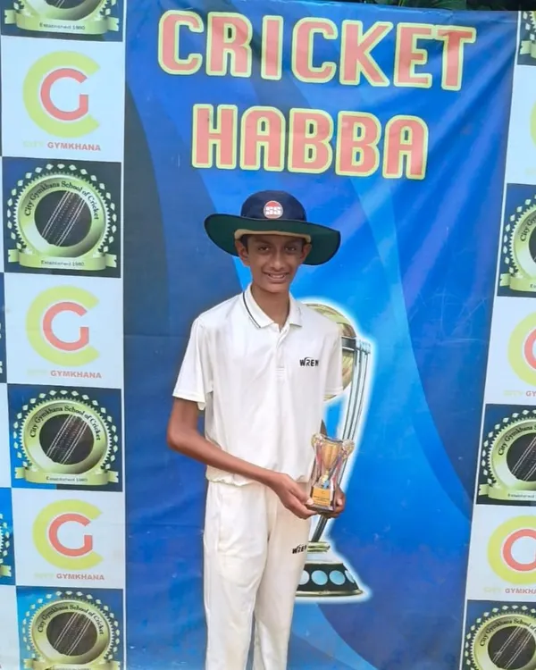 Saketh Hoskeri named Man of the Match for his magnificent 4-wicket haul in the Cricket Habba U-14 Tournament, leading to a 10-wicket victory.