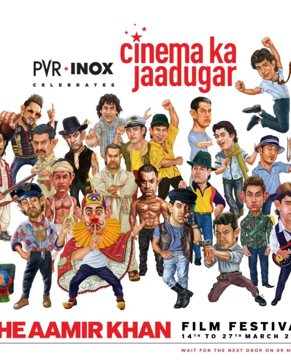 This is the official poster I created for the PVR-INOX Aamir Khan Film Festival. It was a privilege to have my caricatures of his many iconic roles featured so prominently for his 60th birthday celebration. This kind of large group caricature is perfect for corporate events, film promotions, or special family milestones.